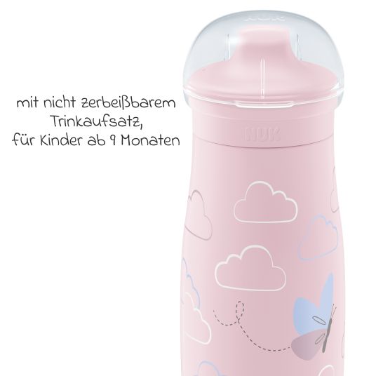 Nuk Trinkflasche Mini-Me Sip Cup - mit bissfestem Trinkaufsatz 300 ml - Schmetterling - Rosa