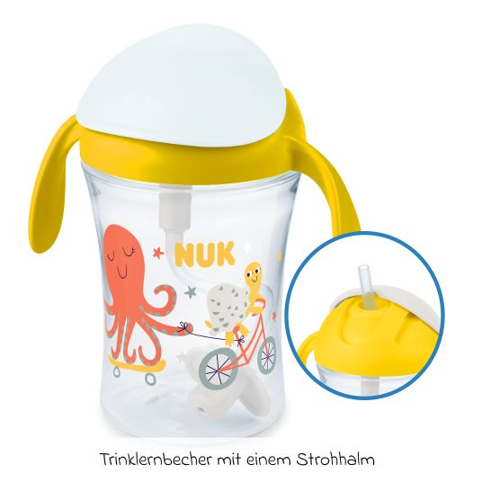Nuk Trinklern-Becher Motion Cup 230 ml - mit weichem Strohhalm - Gelb