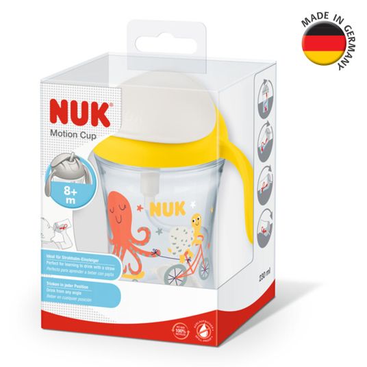 Nuk Motion Cup 230 ml - with soft straw - Yellow