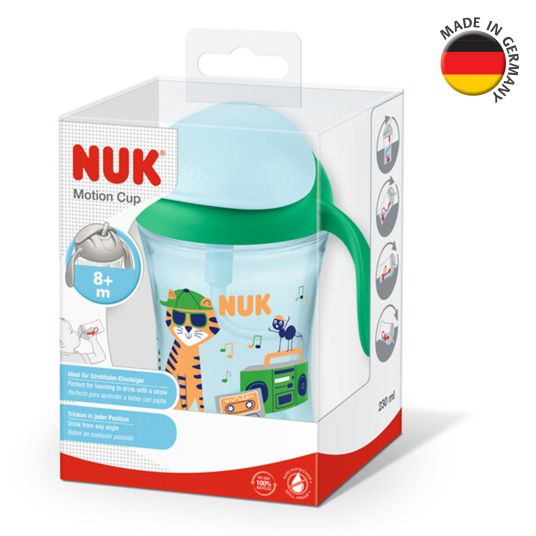 Nuk Trinklern-Becher Motion Cup 230 ml - mit weichem Strohhalm - Grün
