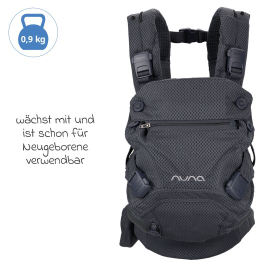 Nuna 4in1 Babytrage CUDL Clik für Neugeborene ab 3,5 kg bis 16 kg einsetzbar mit 4 Tragepositionen, Klickverschluss inkl. Zubehör - Denim