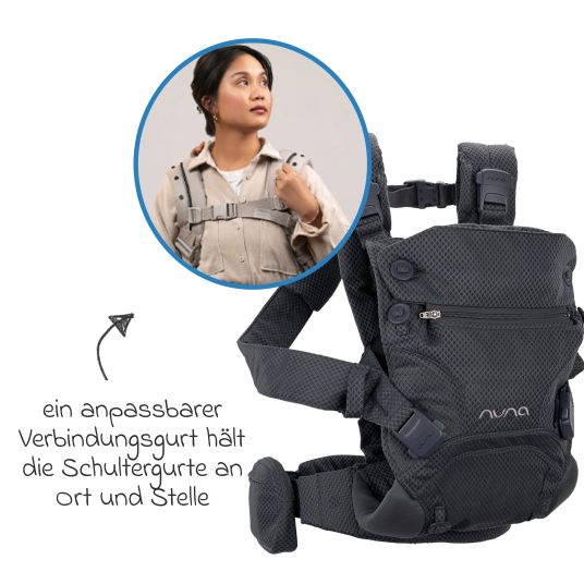 Nuna 4in1 Babytrage CUDL Clik für Neugeborene ab 3,5 kg bis 16 kg einsetzbar mit 4 Tragepositionen, Klickverschluss inkl. Zubehör - Denim