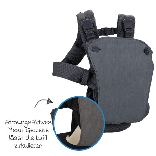 Nuna 4in1 Babytrage CUDL Clik für Neugeborene ab 3,5 kg bis 16 kg einsetzbar mit 4 Tragepositionen, Klickverschluss inkl. Zubehör - Denim