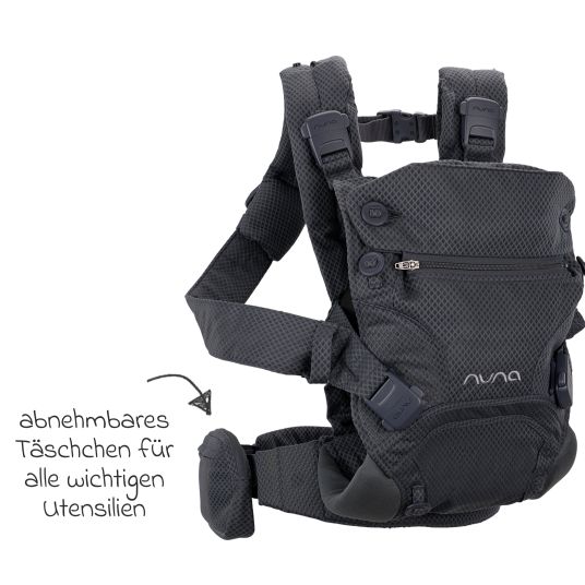 Nuna 4in1 Babytrage CUDL Clik für Neugeborene ab 3,5 kg bis 16 kg einsetzbar mit 4 Tragepositionen, Klickverschluss inkl. Zubehör - Denim