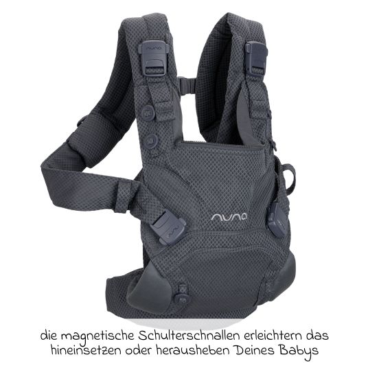 Nuna 4in1 Babytrage CUDL Clik für Neugeborene ab 3,5 kg bis 16 kg einsetzbar mit 4 Tragepositionen, Klickverschluss inkl. Zubehör - Denim