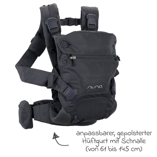 Nuna 4in1 Babytrage CUDL Clik für Neugeborene ab 3,5 kg bis 16 kg einsetzbar mit 4 Tragepositionen, Klickverschluss inkl. Zubehör - Denim