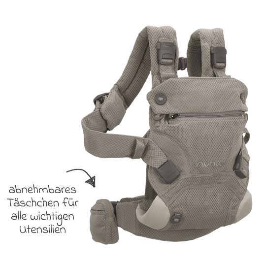 Nuna 4in1 Babytrage CUDL Clik für Neugeborene ab 3,5 kg bis 16 kg einsetzbar mit 4 Tragepositionen, Klickverschluss inkl. Zubehör - Fog