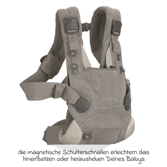 Nuna 4in1 Babytrage CUDL Clik für Neugeborene ab 3,5 kg bis 16 kg einsetzbar mit 4 Tragepositionen, Klickverschluss inkl. Zubehör - Fog