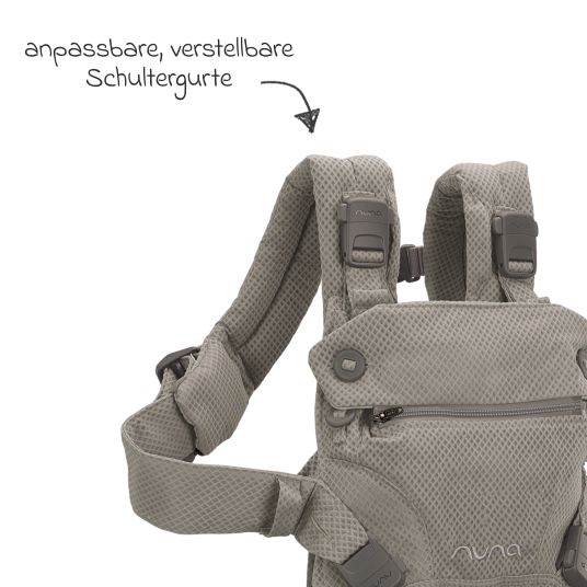 Nuna 4in1 Babytrage CUDL Clik für Neugeborene ab 3,5 kg bis 16 kg einsetzbar mit 4 Tragepositionen, Klickverschluss inkl. Zubehör - Fog