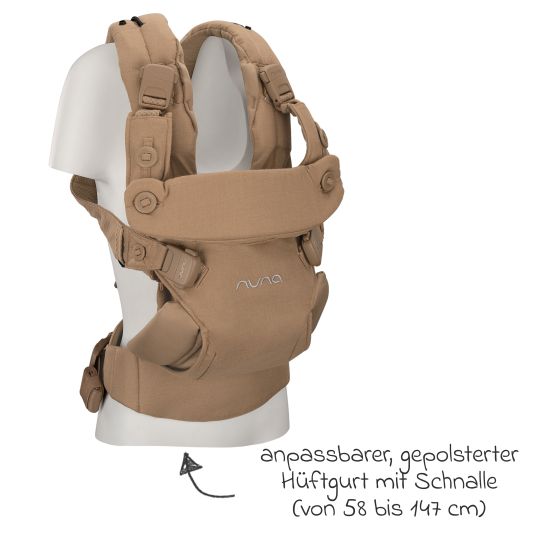 Nuna 4in1 Babytrage CUDL Luxe für Neugeborene ab 3,5 kg bis 16 kg einsetzbar mit 4 Tragepositionen, Klickverschluss inkl. Zubehör - Canyon