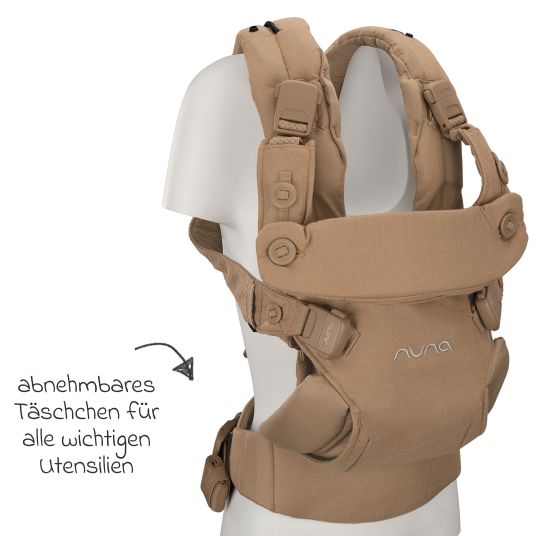 Nuna 4in1 Babytrage CUDL Luxe für Neugeborene ab 3,5 kg bis 16 kg einsetzbar mit 4 Tragepositionen, Klickverschluss inkl. Zubehör - Canyon