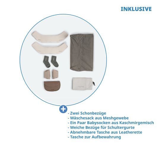 Nuna 4in1 Babytrage CUDL Luxe für Neugeborene ab 3,5 kg bis 16 kg einsetzbar mit 4 Tragepositionen, Klickverschluss inkl. Zubehör - Canyon