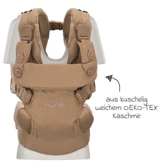 Nuna 4in1 Babytrage CUDL Luxe für Neugeborene ab 3,5 kg bis 16 kg einsetzbar mit 4 Tragepositionen, Klickverschluss inkl. Zubehör - Canyon