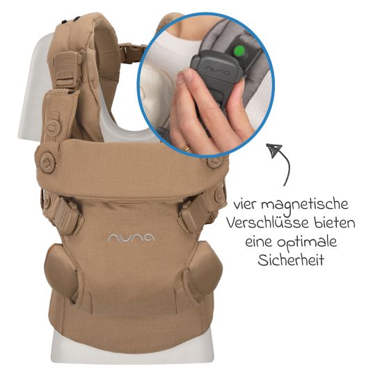 Nuna 4in1 Babytrage CUDL Luxe für Neugeborene ab 3,5 kg bis 16 kg einsetzbar mit 4 Tragepositionen, Klickverschluss inkl. Zubehör - Canyon