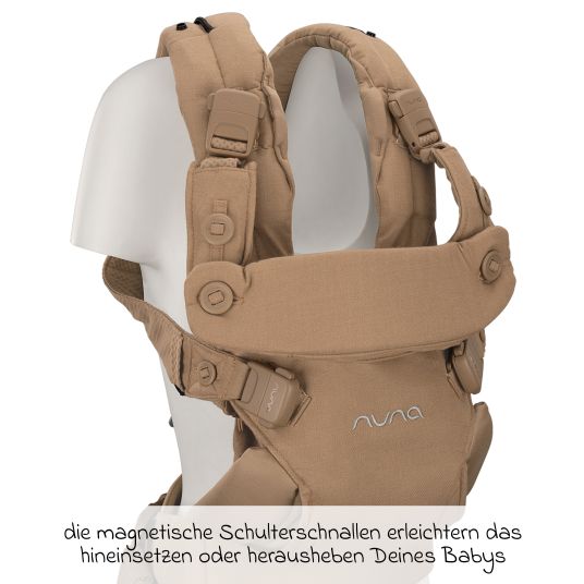 Nuna 4in1 Babytrage CUDL Luxe für Neugeborene ab 3,5 kg bis 16 kg einsetzbar mit 4 Tragepositionen, Klickverschluss inkl. Zubehör - Canyon