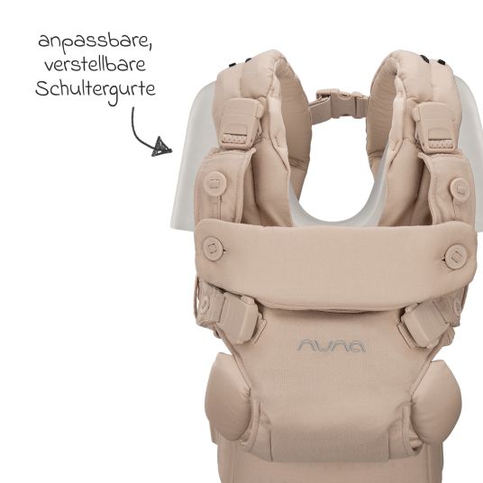 Nuna 4in1 Babytrage CUDL Luxe für Neugeborene ab 3,5 kg bis 16 kg einsetzbar mit 4 Tragepositionen, Klickverschluss inkl. Zubehör - Pearl