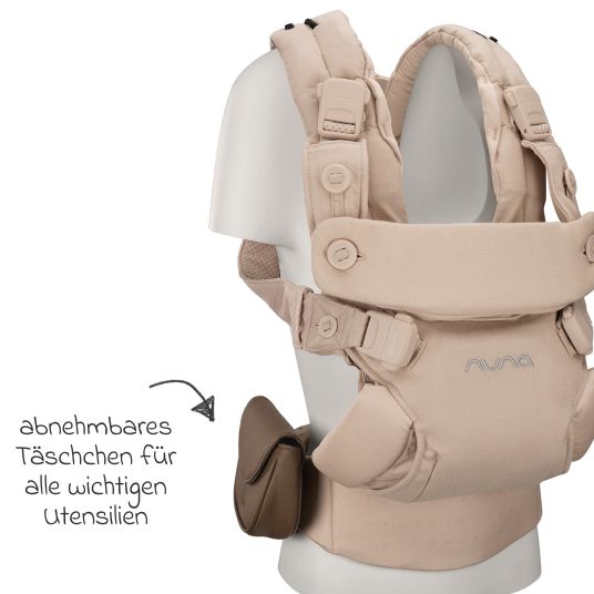 Nuna 4in1 Babytrage CUDL Luxe für Neugeborene ab 3,5 kg bis 16 kg einsetzbar mit 4 Tragepositionen, Klickverschluss inkl. Zubehör - Pearl