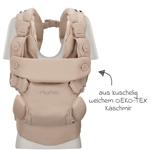 Nuna 4in1 Babytrage CUDL Luxe für Neugeborene ab 3,5 kg bis 16 kg einsetzbar mit 4 Tragepositionen, Klickverschluss inkl. Zubehör - Pearl