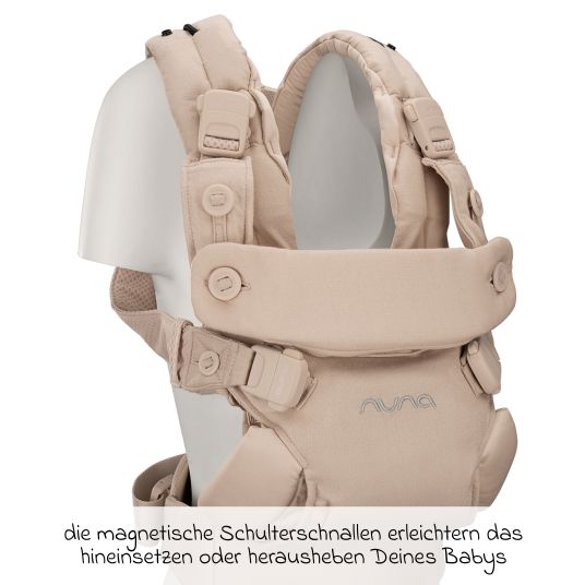 Nuna 4in1 Babytrage CUDL Luxe für Neugeborene ab 3,5 kg bis 16 kg einsetzbar mit 4 Tragepositionen, Klickverschluss inkl. Zubehör - Pearl