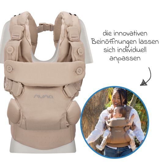 Nuna 4in1 Babytrage CUDL Luxe für Neugeborene ab 3,5 kg bis 16 kg einsetzbar mit 4 Tragepositionen, Klickverschluss inkl. Zubehör - Pearl