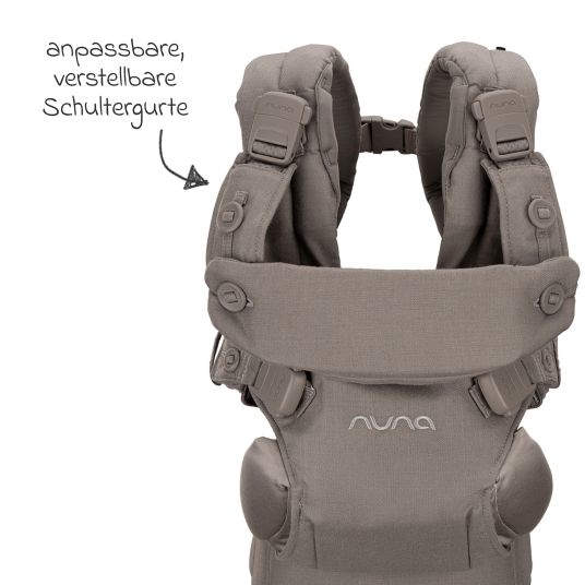 Nuna 4in1 Babytrage CUDL Luxe für Neugeborene ab 3,5 kg bis 16 kg einsetzbar mit 4 Tragepositionen, Klickverschluss inkl. Zubehör - Pewter