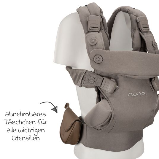 Nuna 4in1 Babytrage CUDL Luxe für Neugeborene ab 3,5 kg bis 16 kg einsetzbar mit 4 Tragepositionen, Klickverschluss inkl. Zubehör - Pewter