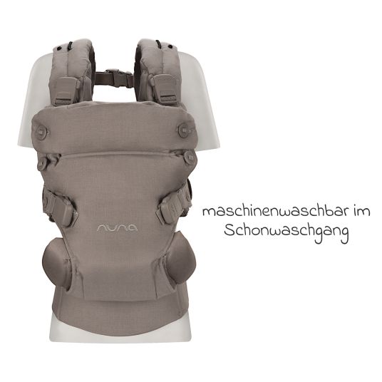 Nuna 4in1 Babytrage CUDL Luxe für Neugeborene ab 3,5 kg bis 16 kg einsetzbar mit 4 Tragepositionen, Klickverschluss inkl. Zubehör - Pewter