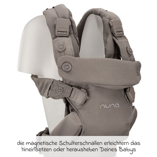 Nuna 4in1 Babytrage CUDL Luxe für Neugeborene ab 3,5 kg bis 16 kg einsetzbar mit 4 Tragepositionen, Klickverschluss inkl. Zubehör - Pewter