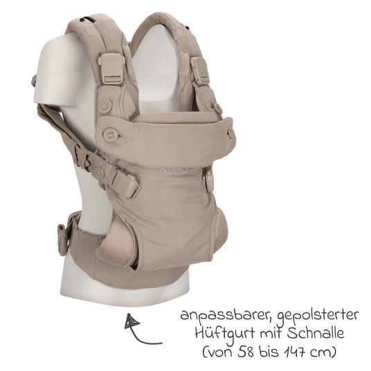 Nuna 4in1 Babytrage CUDL Luxe für Neugeborene ab 3,5 kg bis 16 kg einsetzbar mit 4 Tragepositionen, Klickverschluss inkl. Zubehör - Quartz