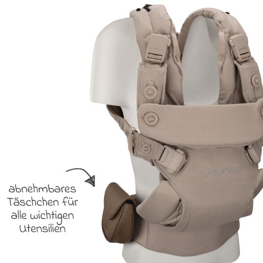 Nuna 4in1 Babytrage CUDL Luxe für Neugeborene ab 3,5 kg bis 16 kg einsetzbar mit 4 Tragepositionen, Klickverschluss inkl. Zubehör - Quartz