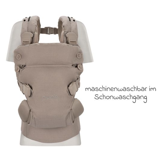 Nuna 4in1 Babytrage CUDL Luxe für Neugeborene ab 3,5 kg bis 16 kg einsetzbar mit 4 Tragepositionen, Klickverschluss inkl. Zubehör - Quartz