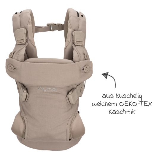 Nuna 4in1 Babytrage CUDL Luxe für Neugeborene ab 3,5 kg bis 16 kg einsetzbar mit 4 Tragepositionen, Klickverschluss inkl. Zubehör - Quartz