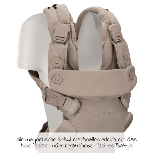 Nuna 4in1 Babytrage CUDL Luxe für Neugeborene ab 3,5 kg bis 16 kg einsetzbar mit 4 Tragepositionen, Klickverschluss inkl. Zubehör - Quartz