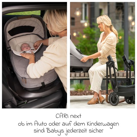 Nuna Auto-Babywanne CARI next im Auto und auf dem Kinderwagen verwendbar - Granite