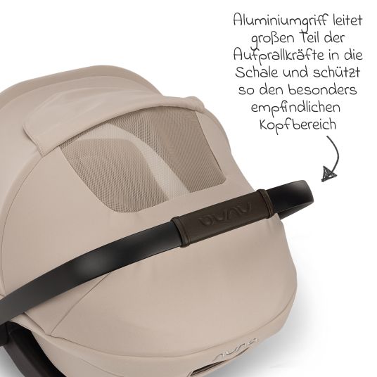 Nuna Babyschale ARRA next i-Size ab Geburt bis 13 kg (40 cm - 85 cm) Liegeposition 157° inkl. Sitzverkleinerer & Sonnenverdeck nur 3,5 kg - Biscotti