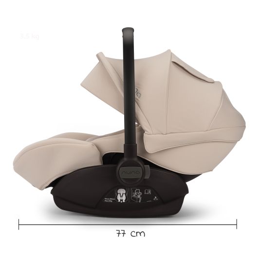 Nuna Babyschale ARRA next i-Size ab Geburt bis 13 kg (40 cm - 85 cm) Liegeposition 157° inkl. Sitzverkleinerer & Sonnenverdeck nur 3,5 kg - Biscotti