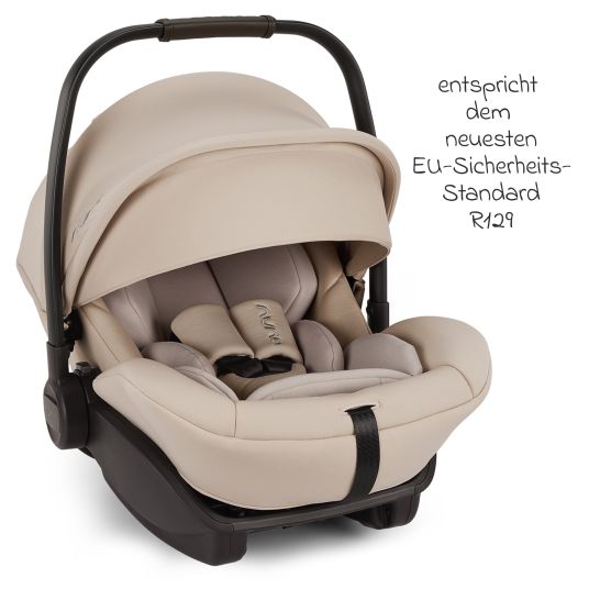 Nuna Babyschale ARRA next i-Size ab Geburt bis 13 kg (40 cm - 85 cm) Liegeposition 157° inkl. Sitzverkleinerer & Sonnenverdeck nur 3,5 kg - Biscotti