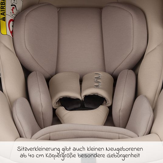 Nuna Babyschale ARRA next i-Size ab Geburt bis 13 kg (40 cm - 85 cm) Liegeposition 157° inkl. Sitzverkleinerer & Sonnenverdeck nur 3,5 kg - Biscotti