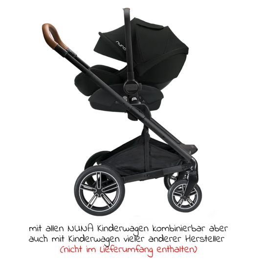 Nuna Babyschale ARRA next i-Size ab Geburt bis 13 kg (40 cm - 85 cm) Liegeposition 157° inkl. Sitzverkleinerer & Sonnenverdeck nur 3,5 kg - Caviar