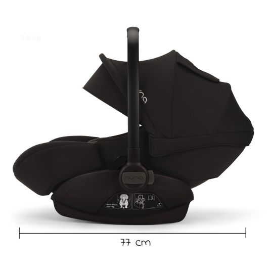 Nuna Babyschale ARRA next i-Size ab Geburt bis 13 kg (40 cm - 85 cm) Liegeposition 157° inkl. Sitzverkleinerer & Sonnenverdeck nur 3,5 kg - Caviar