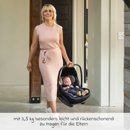 Nuna Babyschale ARRA next i-Size ab Geburt bis 13 kg (40 cm - 85 cm) Liegeposition 157° inkl. Sitzverkleinerer & Sonnenverdeck nur 3,5 kg - Caviar