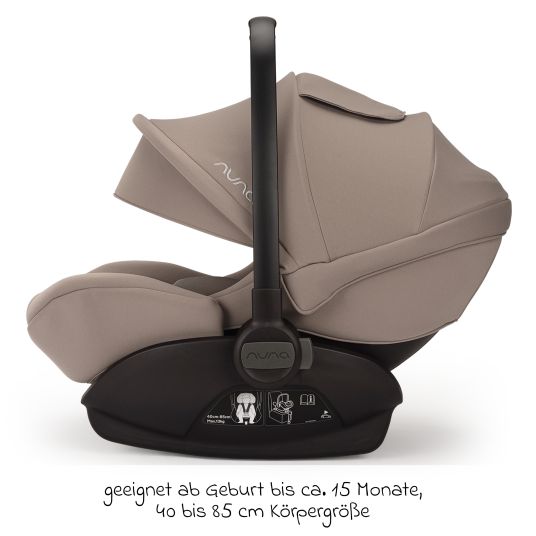 Nuna Babyschale ARRA next i-Size ab Geburt bis 13 kg (40 cm - 85 cm) Liegeposition 157° inkl. Sitzverkleinerer & Sonnenverdeck nur 3,5 kg - Cedar