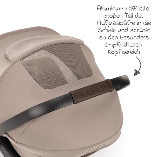 Nuna Babyschale ARRA next i-Size ab Geburt bis 13 kg (40 cm - 85 cm) Liegeposition 157° inkl. Sitzverkleinerer & Sonnenverdeck nur 3,5 kg - Cedar