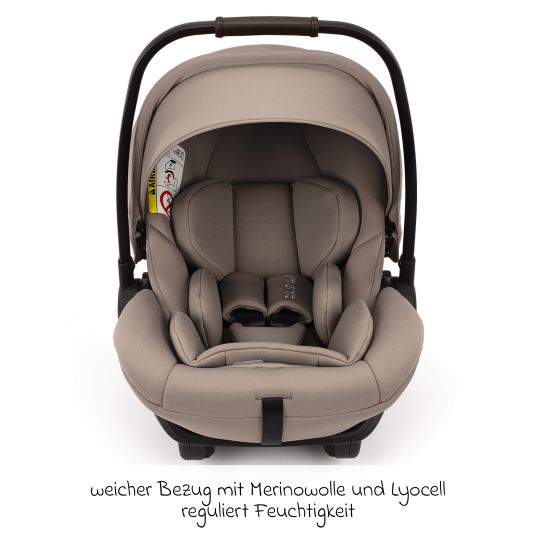 Nuna Babyschale ARRA next i-Size ab Geburt bis 13 kg (40 cm - 85 cm) Liegeposition 157° inkl. Sitzverkleinerer & Sonnenverdeck nur 3,5 kg - Cedar