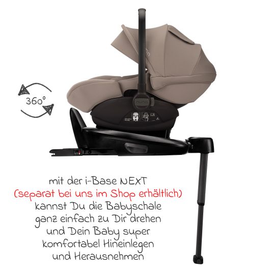 Nuna Babyschale ARRA next i-Size ab Geburt bis 13 kg (40 cm - 85 cm) Liegeposition 157° inkl. Sitzverkleinerer & Sonnenverdeck nur 3,5 kg - Cedar