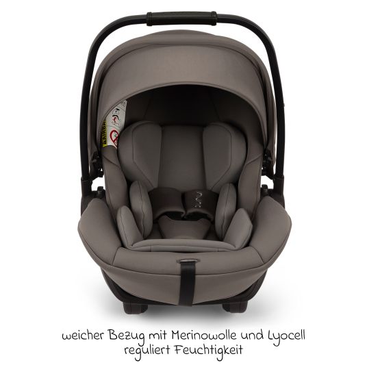 Nuna Babyschale ARRA next i-Size ab Geburt bis 13 kg (40 cm - 85 cm) Liegeposition 157° inkl. Sitzverkleinerer & Sonnenverdeck nur 3,5 kg - Granite