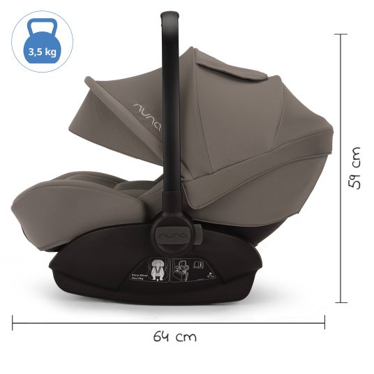 Nuna Babyschale ARRA next i-Size ab Geburt bis 13 kg (40 cm - 85 cm) Liegeposition 157° inkl. Sitzverkleinerer & Sonnenverdeck nur 3,5 kg - Granite