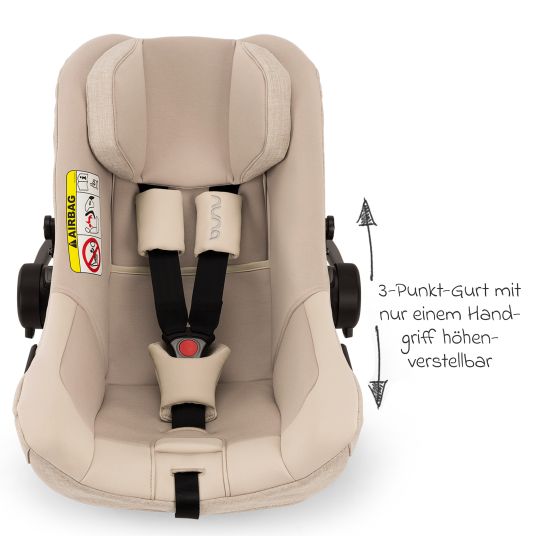 Nuna PIPA next i-Size seggiolino auto per neonati dalla nascita fino a 13 kg (40 cm - 83 cm) incluso riduttore di seduta, capottina con Dream Drape solo 2,8 kg - Biscotti