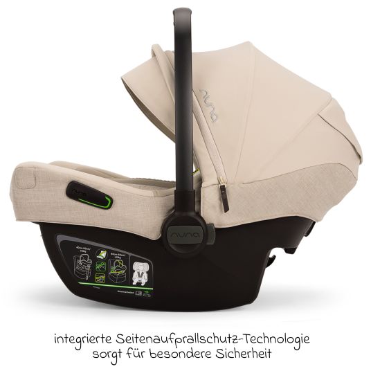 Nuna Babyschale PIPA next i-Size ab Geburt bis 13 kg (40 cm - 83 cm) inkl. Sitzverkleinerer, Sonnenverdeck mit Dream Drape nur 2,8 kg - Biscotti