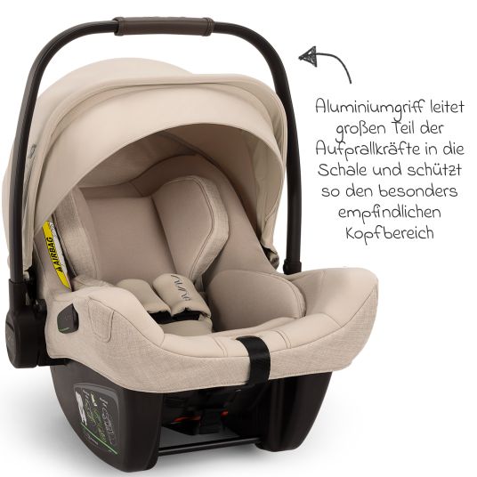 Nuna Infant car seat PIPA next i-Size from birth to 13 kg (40 cm - 83 cm) incl. seat reducer, sun canopy with Dream Drape only 2.8 kg - Biscotti